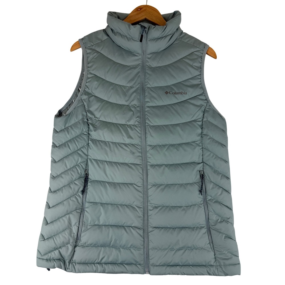Columbia Powder Lite II Vest Womens Large Sage Blue Puffer Omni-Heat WK7821